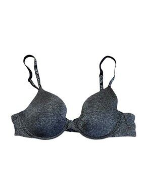 Victorias Secret Gray Lightly Lined Underwire Bra Size 34B Adjustable Logo Strap